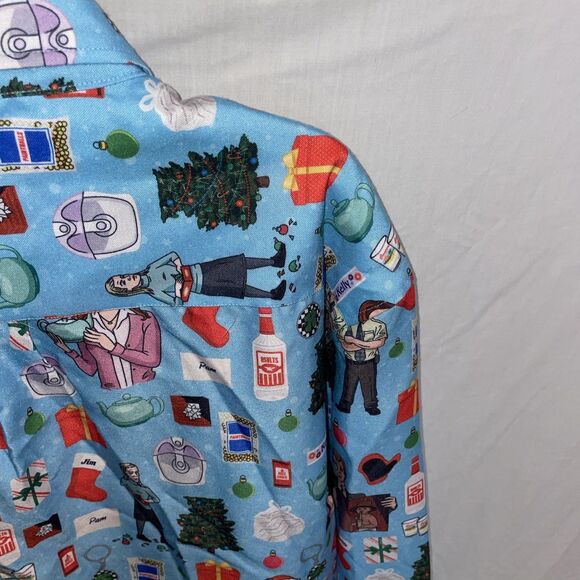 Rsvlts Men’s “The Office” Dress Shirt Size XL Blue Graphic Print Comfort Fun NWT - Picture 11 of 13